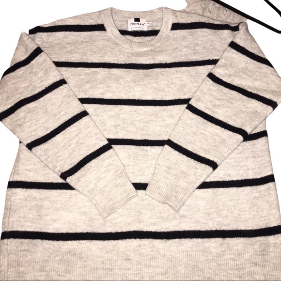 Topman Mens Striped Crew Neck Knit Sweater Size Large - Picture 1 of 7